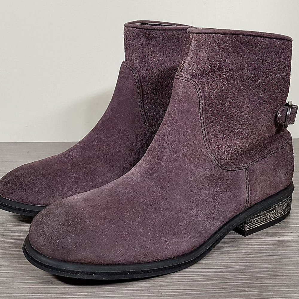 Treasure & Bond Real Buckle Suede Bootie, Purple, Womens Size 5 M